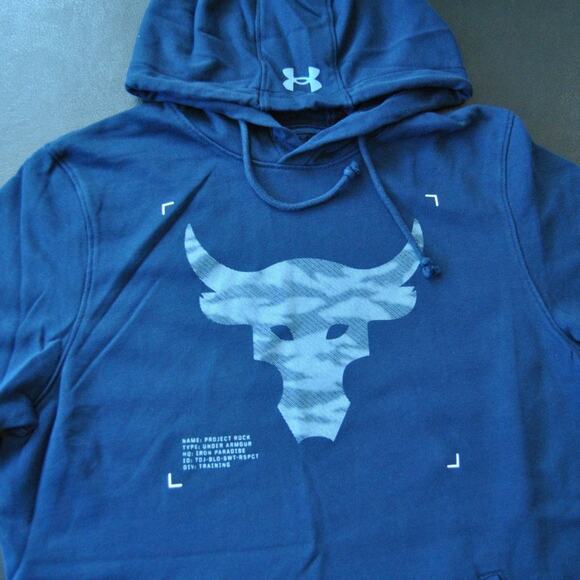 Project Rock's Brahma Bull Medium Blue Short Sleeve Hoodie - Picture 2 of 8
